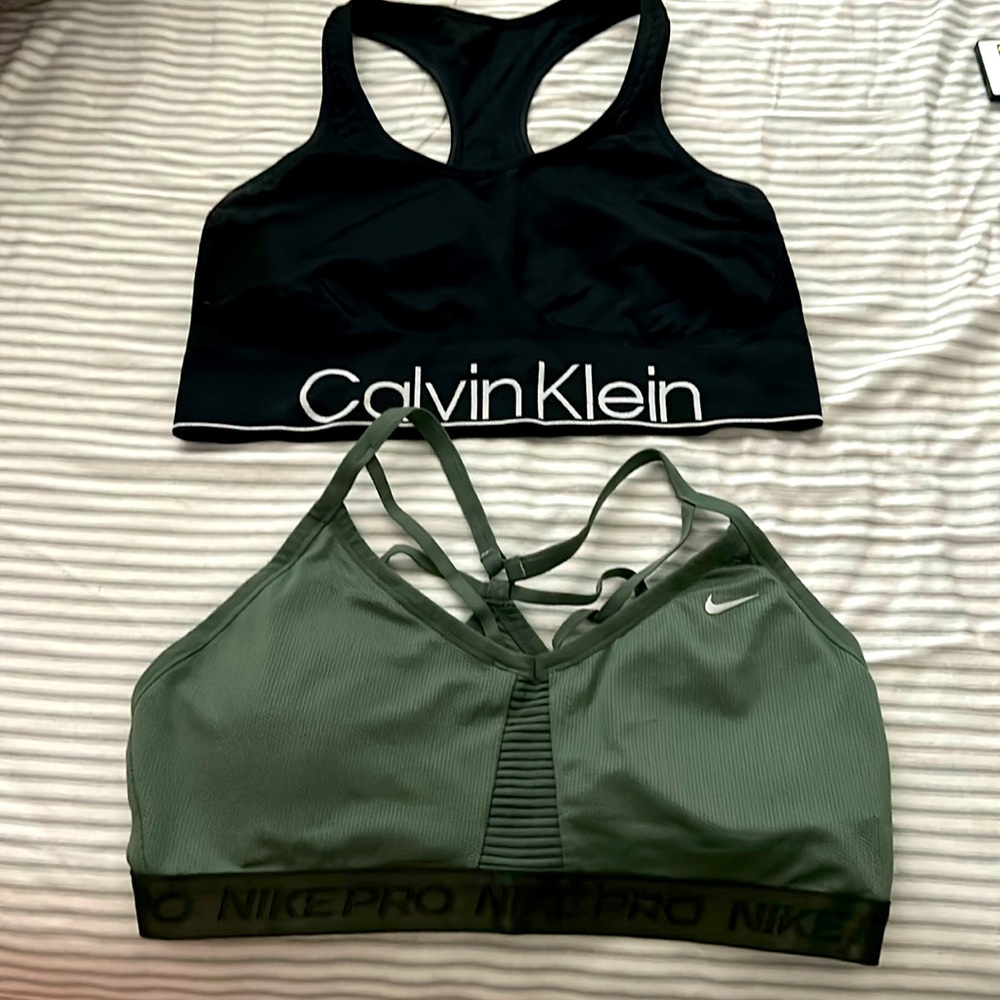 Two XL sports bras- Calvin Klein and Nike